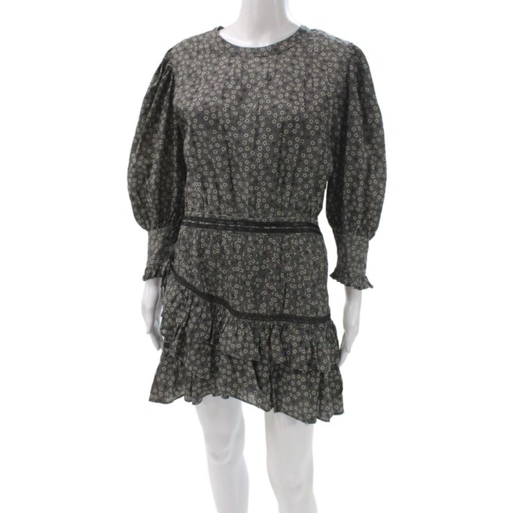 Love Shack Fancy Womens Fit & Flare Black Mini Long Sleeve Dress Size M